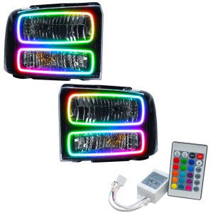 Ford F-250 Headlight Assemblies - ORACLE Lighting - ColorSHIFT w/ Simple Controller - Black - `05-`07